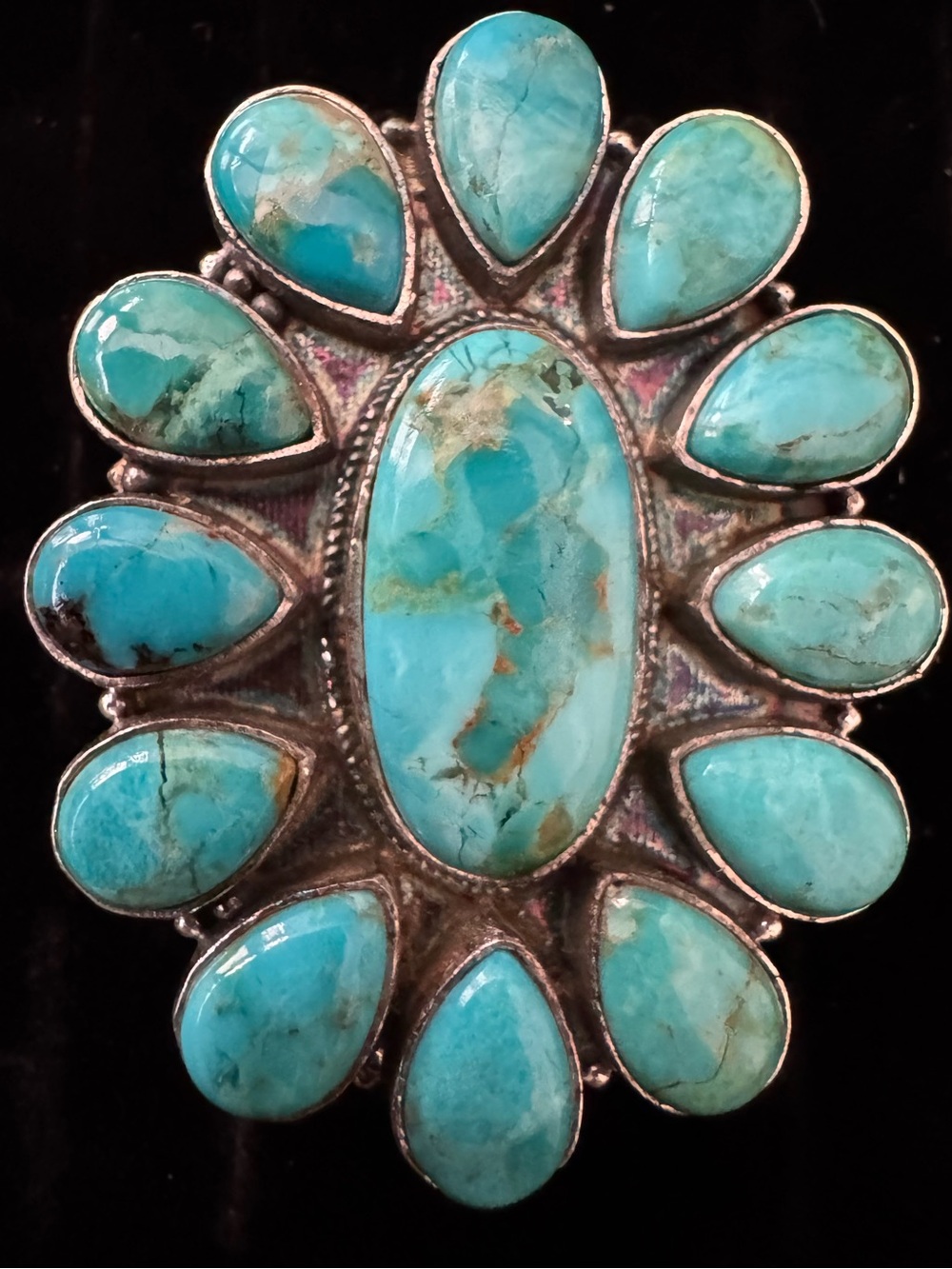 Sterling Silver Women's statement Ring beautiful blue moon turquoise NWT size 8